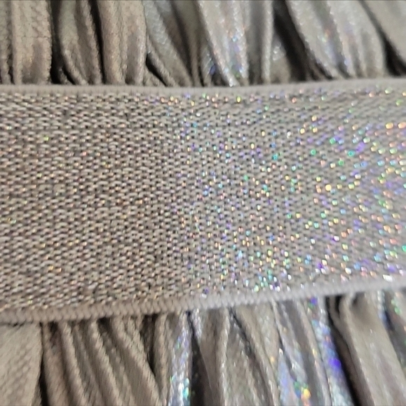 Wonder Nation Accordion Pleat Skirt Shiny Irridescent Silver Elastic Waist L EUC - Picture 8 of 12
